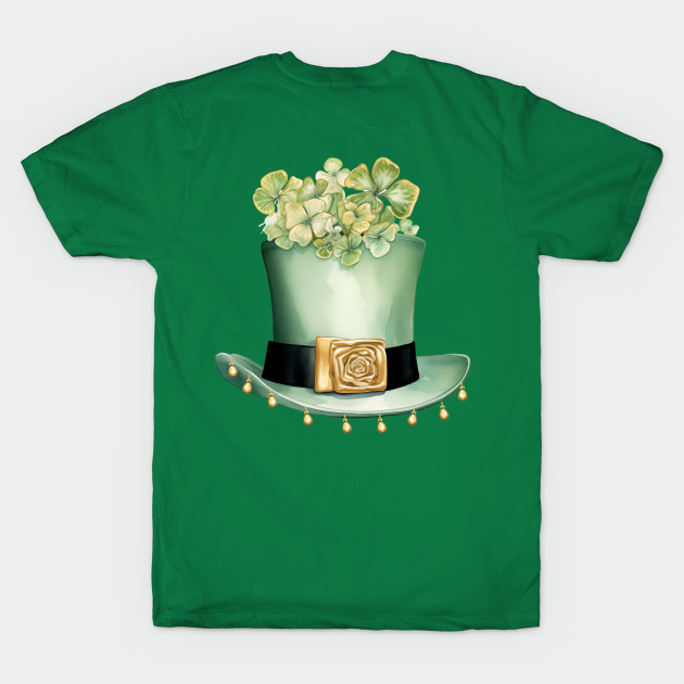 St Patrick's Day Leprechaun Hat and Clover with Gold Beads by mw1designsart